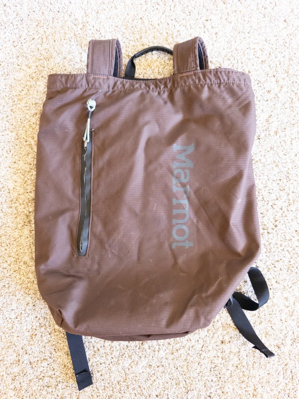 Marmot Urban Hauler Backpack Small Nylon Open Top Zip Pockets Brown Outdoor